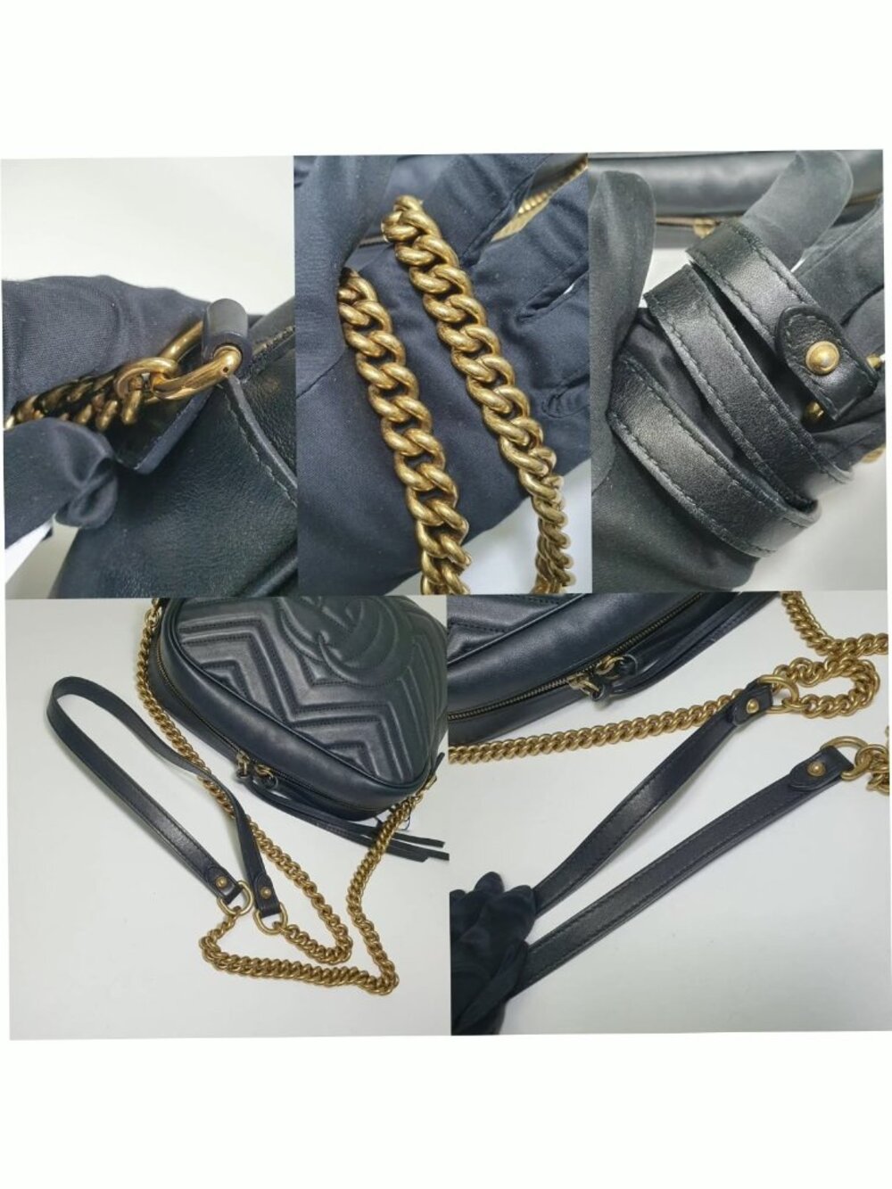 Authentic Gucci GG Marmont Small Camera Bag Black Leather Matelassé Crossbody - Picture 7 of 11